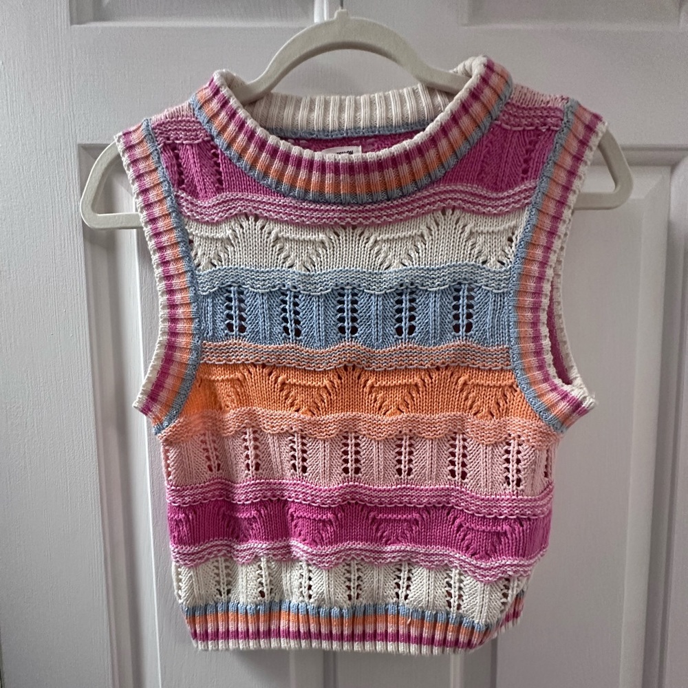 Cotton On Pink and White Knit Top